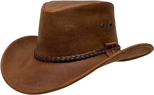 American Hat Makers Sombrero de cuero Bushman Outback, sombreros de cuero para hombres y mujeres