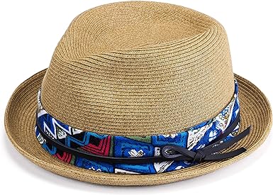 AKIO&AQUIRAX Sombreros de Fedora para hombre con ala corta, sombreros de paja para hombres y mujeres, sombreros de sol de verano con correa ajustable