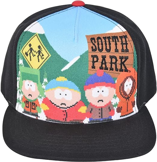 Concept One South Park Gang - Gorra de béisbol ajustable de 8 bits con ala plana, color negro, talla única, Negro -