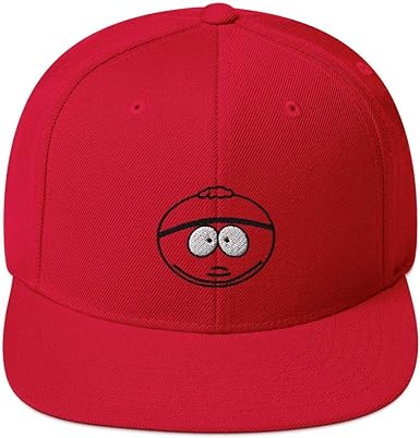 South Park Cartman - Sombrero de billete plano bordado, Rojo -